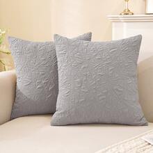 YSTYLE 2 件裝沙發靠墊套，隱形拉鍊式，方形，現代風格，適用於客廳、臥室、戶外陽台 - 灰色 - 查看 1