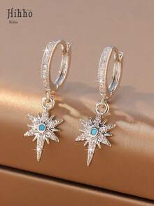 Hihho Cubic Zirconia Decor Drop Earrings - Silver - View 11
