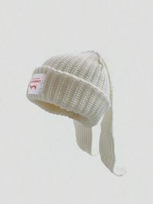 1pc Y2K Style Unisex Loverboy Bunny Ear Knitted Beanie Hat, Suitable Street Parties, Outdoor Use In Autumn And Winter Seasons - 針織帽 - 查看 2