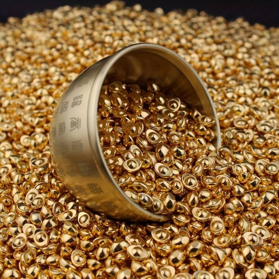 100枚金色风水钱币，招财纳福 - 适用于新年、斋月、办公室装饰和礼品、中国农历新年、佛教寺庙装饰、乔迁之喜、感恩节等场合