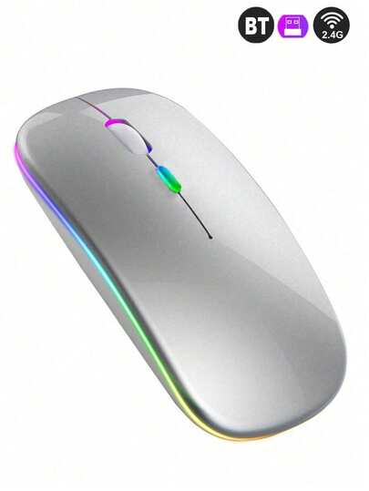 Rechargeable Bluetooth Dual Mode Backlit Wireless Mouse, Silent Wireless Mouse For Computer Laptop Office Gaming