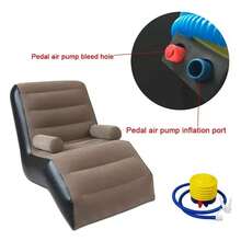 Ghế sofa bơm hơi dáng lười, ghế lười bơm hơi, lưng tựa bọc nhung, sofa giường bơm hơi, phù hợp dùng trong nhà và ngoài trời, nhà ở, sân hiên, vườn, hồ bơi, cắm trại (bao gồm bơm hơi) - cà phê - Xem 11