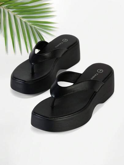 Women's Thick Sole Thong Sandals Casual&Simple Flip Flops Comfortable Soft Platform Sandals