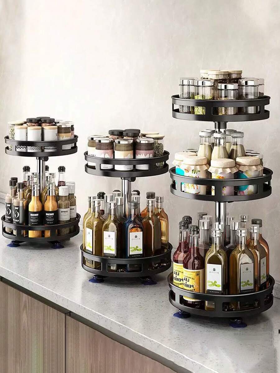 1个360度旋转厨房调料架调味品收纳整理架 - 彩色 - 查看 1