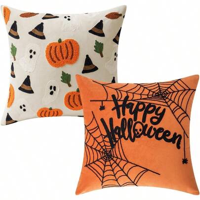 MX   Set de 2 Fundas de Almohada de Halloween de 45x45cm decoración de Halloween Decoraciones de Invierno 03