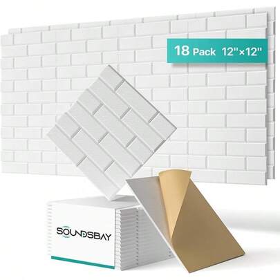 Soundsbay Paneles Acústicos Autoadhesivos, Pack de 18 Paneles de Ladrillo para Insonorizar, Paneles de Espuma para Insonorizar para Pared, Oficina, Estudios de Grabación, Techo 30 * 30 * 0.9 cm, Beige : Instrumentos Musicales