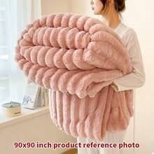 XBH Multiple Size Options Extra-Large Blanket 108in*90in*90in Thick Blanket Soft And Comfortable Warm 3D Rabbit Hair Double-Sided Blanket Warm Velvet Blanket Nap Blanket Air Conditioning Blanket Office Outdoor Camping Gift Blanket Bedroom Guest Room Living Room Student Dormitory Car Sofa Travel, Versatile Blanket For All Seasons, Full Coverage Of Christmas Gifts - Pink - View 10