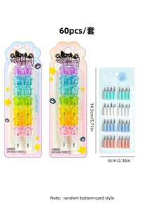 60/28/14 Piezas Lápiz mecánico automático con cadena de garra de gato, lindo lápiz mecánico HB de 1.6mm sin afilar para estudiantes de primaria, lápiz desmontable con forma de frijol, lápiz apilable de dibujos animados, útiles escolares y de oficina, juguete creativo - Multicolor - Ver 9