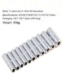 11 Piece Set Of 1/4 Extended Hexagonal Socket Head Set, Quick Ratchet Wrench, Electric Sleeve, Automotive Maintenance Tool - Silver - View 11