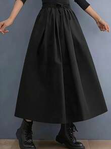 女士时尚黑色花蕾高腰半身裙