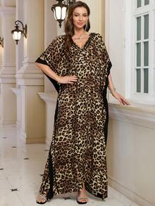 Bohemian Style Elegant Leopard Print Loose Dress, Suitable For Autumn Vacation Spring - Multicolor - View 8