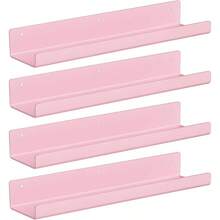 12 Pack Acrylic Shelves Wall Organizer And Storage, 15 Inch Display Shelf Figure, Perfume, Bookshelf Bedroom, Nursery, Room, - 4 + 粉紅色 - 查看 5