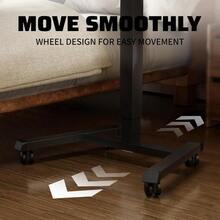 Mobile Standing Desk Pneumatic Adjustable Height 25.6 X 17.7 Inch Mobile Desk Adjustable Height On Wheels Sit Stand Up Desk Home Office Computer Desk Black + Single - Black - View 5