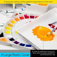 Large Ceramic Watercolor Palette With Lid Porcelain Paint Palette For Watercolor Painting With Cover 12-3/5-Inch White - White - View 5