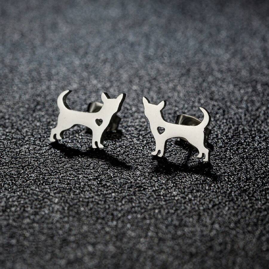 1 Pair Stainless Steel Cartoon Pet Dog Earrings For Women, Girls, Souvenirs, Gifts, And Party Jewelry - GED280 - View 1