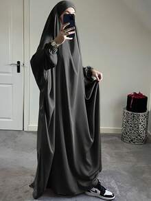 1件宽松款头巾，高私密性高品质吉尔巴布穆斯林女性祈祷头巾，伊斯兰服饰头巾 - 彩色 - 查看 12