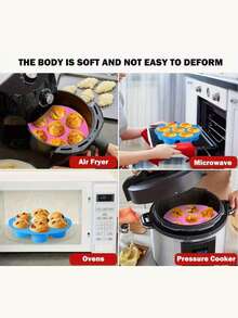 2/1个空气炸锅硅胶烘焙模具，1个煎饼杯模具，不粘硅胶纸杯蛋糕衬垫，空气炸锅煎饼和蛋糕配件，非电动硅胶烘焙模具 - 彩色 - 查看 11