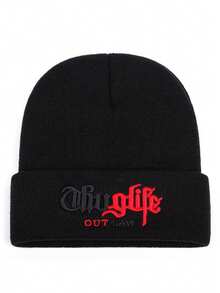 2025 Noua pălărie personalizată tricotată la modă Riot brodat culoare blocată pălărie de fasole stradă creativă hip hop pălărie în aer liber zilnic naveta pălărie decorativă toamna și iarna sport de agrement rezistent la vânt pălărie caldă unisex fără margini pălărie bărbați cap de iarnă