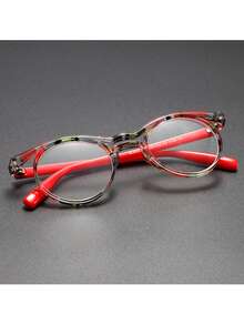 Exquisite Printed Contrast Color Floral Pattern Round Frame Reading Glasses, Combining Printed And Contrast Color Design To Add Fashionable Layers, Round Frame Design Is Retro And Gentle, Flexible In Multiple Diopter Options, Ideal Choice For Those Pursuing Unique Style And Practicality, Easily Create An Eye-Catching Look. - Transparent - View 20