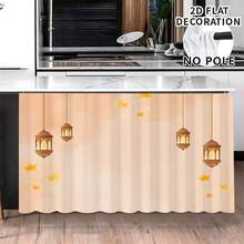 1pc Vintage Orange Lantern Pattern Design, Space-Saving Tablecloth For Kitchen, Dining Room, Ramadan & Eid Decoration, With Hanging Hole, Portable & Durable, Lightweight Material, Home Celebration Decor, Festival Lantern Pattern, Decorative Tablecloth - Multicolor - View 11