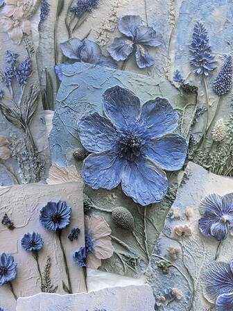 1pack/23sheets Embossed 3d Texture Pattern Floral Plants Material Paper For Decoration,Lightweight Retro Scrapbooking, Journaling, DIY Decor Background Material