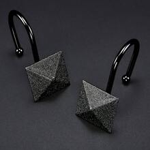 - Juego de 12 ganchos para cortina de ducha, metal negro mate, anillos decorativos para cortina de ducha - compañero negro - Ver 4