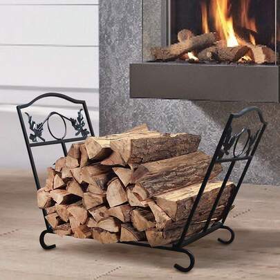 Foldable Metal Firewood Rack Decorative Fireplace Log Storage Organizer For Indoor Outdoor