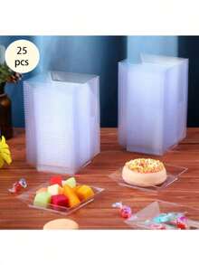 50个透明塑料甜点开胃菜盘，3.6 x 3.6英寸一次性小方塑料甜点派对蛋糕盘沙拉品尝盘，适用于婚礼蛋糕开胃菜派对招待会 - 彩色 - 查看 11