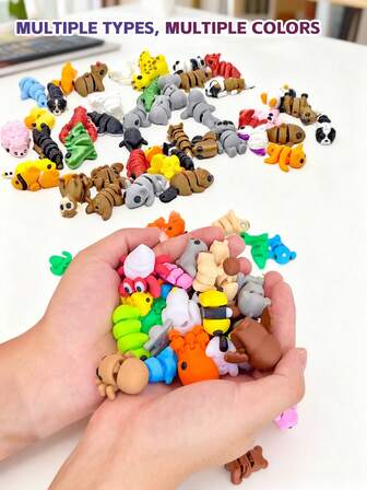 Mini 3D-utskrivna djurfigurer, bedårande skrivbordsdjur för barn, vilda djur med flexibla leder, husdjur, marina varelser, vilda djur, best, fisk, insekter och dinosaurier, söt minidjursstaty, söta djurleksaker för hemmet, kontoret och skrivbordet, barnpresenter, klassrumsbelöningar, födelsedagspresenter för pojkar och flickor, nyårspresenter, festpresenter, lämplig för jul, thanksgiving, halloweenpresenter