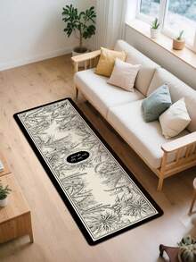 [HOT!!!] 1pc Soft Rubber Kitchen Mat, 3.5mm Thick Kitchen Rug, Tropical Floral & Letter Print Natural Style Absorbent Kitchen Floor Mat, Can Be Trimmed To Fit Kitchen, Surface Fabric, Middle Sponge Layer, Bottom Rubber Layer, Suitable For Kitchen Rug, Kitchen Decor, Wedding Decor, Home Decor, Bathroom Mat, Entryway Mat, Laundry Room Mat, Hallway Carpet, Living Room Mat, Etc. - Multicolor - View 8