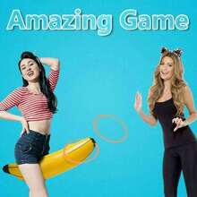 5pcs/Set Inflatable Banana Ring Toss Game, Includes 1 Inflatable Banana And 4 Plastic Rings. 3 Inflatable Bananas Perfect For Bachelor Parties, Bridal Showers, Engagement Celebrations, And Summer Pool Fun. - Multicolor - View 3