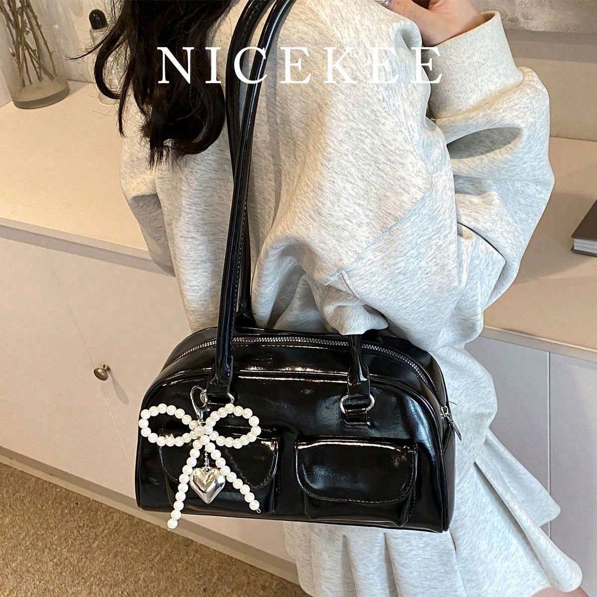 New Bread Knot Pendant Multi-Pocket Pillow Bag, Fashionable Colorful Underarm Bag, High Cost-Effective Retro Minimalist High-Quality Women Shoulder Bag, Versatile For Daily, Commuting And Shopping