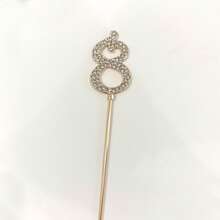 1个/10个合金水钻金色数字0-9蛋糕装饰插牌 生日装饰 婚礼装饰 数字蛋糕装饰 - 彩色 - 查看 22