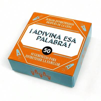 [Reunión familiar divertida] Mini juego de adivinanzas de palabras en español: 50 tarjetas de desafío divertidas, un juguete interactivo perfecto para jugar después de la cena