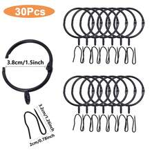 10/30/50个金属窗帘环，带尖钩，适用于窗户、浴帘的挂环和窗帘钩，直径38毫米/1.49英寸（黑色、银色、金色） - 彩色 - 查看 14
