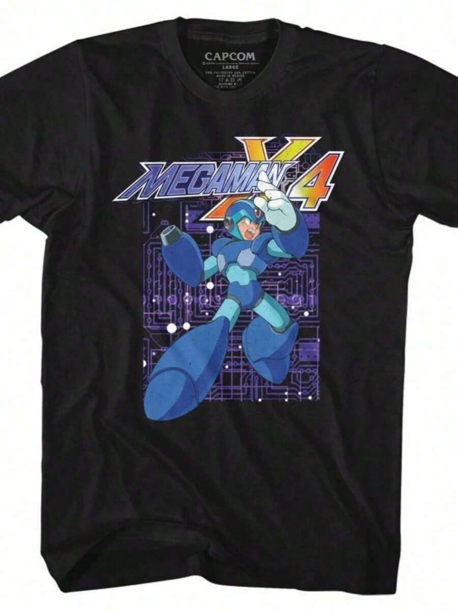 Mega Man - Megaman X4 Digital - Short Sleeve - Adult - T-Shirt - 黑色 - 查看 1