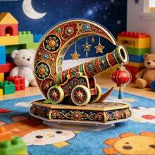 Dekoracyjna figurka w kształcie gwiazdy i księżyca z akrylu 2D, ozdoba na biurko - Wielokolorowe - Zobacz 4