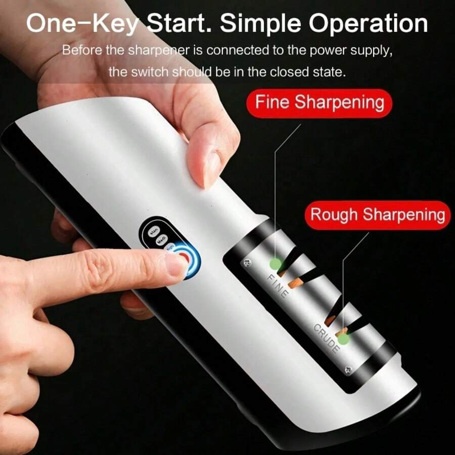 Professional 4-Stage Electric Knife Sharpener – Automatic Multifunctional System With 100% Diamond Abrasives, Rechargeable & Compact Design For Kitchen, Chef, Stainless Steel & Serrated Knives