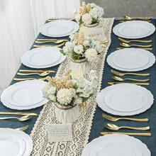 100 Pieces White Plastic Plates - 10.25inch Dinner Disposable Plates - Premium Heavy Duty Hard Disposable Dinner Plates - Party Supplies For Birthdays, Celebrations, Thanksgiving Wedding - 預設 - 查看 8