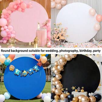 1pc Arched Round Background Support Cover, Elastic Round Photography Backdrop Cloth, For Wedding Birthday Anniversary Party Decoration, 5/6/6.5/7.2 Ft