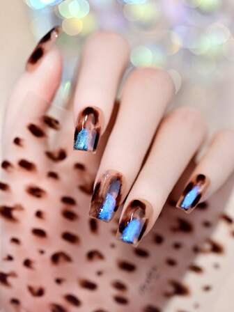 Suddiga sköldpaddsfärgade bärnstensfärgade nagelklistermärken, tunna men hållbara, transparenta asymmetriska bärnstensfärgade nagelklistermärken för vintern