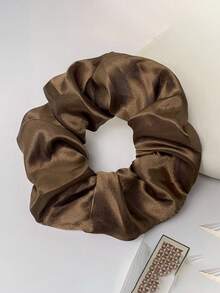 12pcs/1pc Women Satin Solid Color Classic 12cm/4.72in Large Scrunchies Hair Ties, Fashion Versatile High-End Elegant Minimalist Hair Accessories Suitable For Daily Casual, Party, Commute, Vacation, Ponytail, Bun, Face Washing, Makeup, Outfit Matching ,Scrunchy Hair Ties Elastic Band - Multicolor - View 7