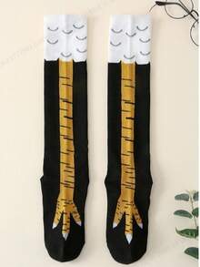 1 Pair Men's Funny Chicken Claw Pattern Crew Socks, Suitable For Parties And Gatherings - Multicolor - View 5