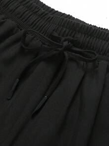 女士夏季运动短裤套装，二合一设计，纯色夏季训练短裤，七分裤长，适合健身房、瑜伽和户外活动，是送给妈妈和女朋友的完美返校礼物 - 黑與白 - 查看 6