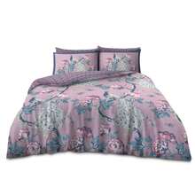 VELVETIO Alexia Printed Duvet Cover Set Peacock Floral Pattern Reversible Bedding With Matching Pillow Case - Pink - View 12