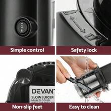 Devanti Slow Juicer Cold Press Fruit Juice Extractor 130W Black - màu đen - Xem 6