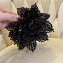 1pc Vintage Glamorous Shiny Big Flower Claw Clip, 3D Floral Bun Claw Hair Clip Accessory Women Hair Claw Casual Hair Clutch Summer Beach Hair Accessories Vacay - Multicolor - View 2