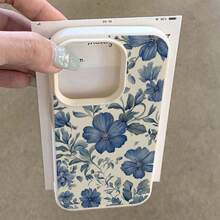 1 pieza Funda de teléfono de material TPU con delicado patrón floral azul y blanco, compatible con iPhone 17 Pro Max/17/16 Pro Max/15/13/12/11, S20 FE/A15/S24/A55, compatible con Redmi Note 11/Note 12/Note 13 Pro, cobertura completa, protección suave anti-caídas - Blanco - Ver 3