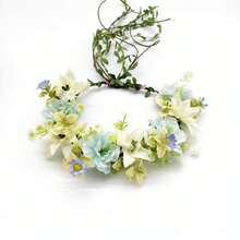 1pc Elegant & Fresh Blue & Beige Floral Vine Headband, Versatile Flower Crown Headpiece For Women, Suitable For Brides, Bridesmaids, Performances, Outdoor Photoshoots, Crowns, Tiara, Costume Crown For Valentine's Day Accessories Gift - Baby Blue - View 8