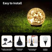 Solar Globe Lights Outdoor Waterproof - Cracked Glass Ball Lights For Garden, Patio, Yard, Lawn And Backyard Decor - Solar Orbs For Outside Decorations-4Psc - 暖白色 - 查看 4